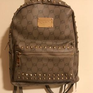 Bebe Studded Tan Faux Leather Backpack 🎒